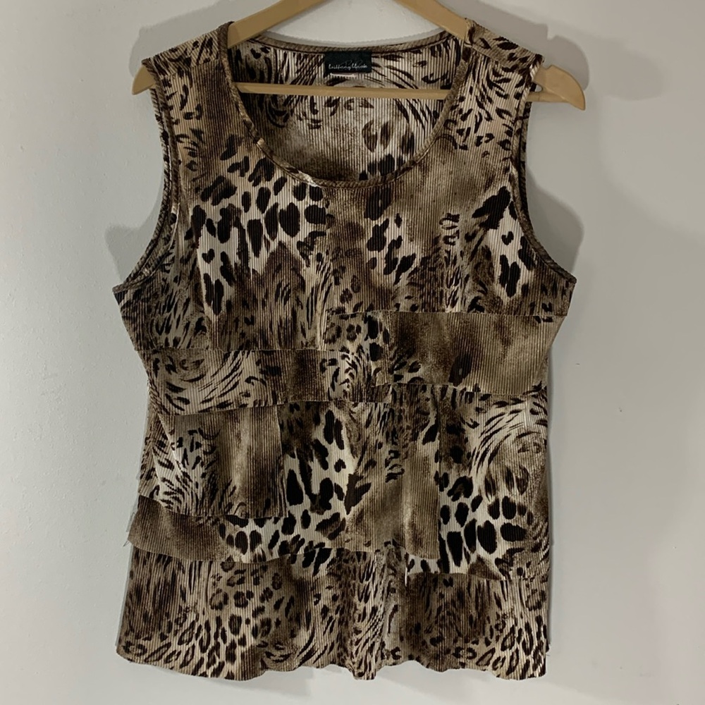Vintage Brittany Black Leopard Print Tank Top Large 90s